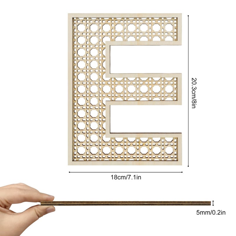 Ethanberg Wooden Rattan Letter E, 8 Inch Rattan Wood Baby Letters for Wall Decor Crafts, Boho Nursery Decor for Wedding Baby Shower Bedroom, Large Rustic Alphabet Letters Home Decoration - Image 2
